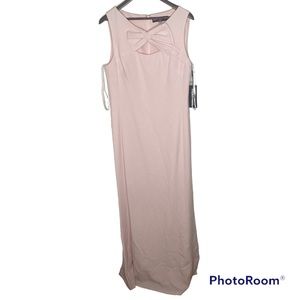 Karl Lagerfeld blush pink maxi sleeveless bow front dress